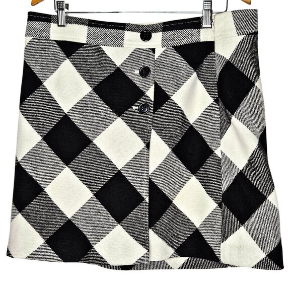 Y2K inspired light and dark Plaid preppy academia A-Line Skirt With Button Front - Picture 1 of 9